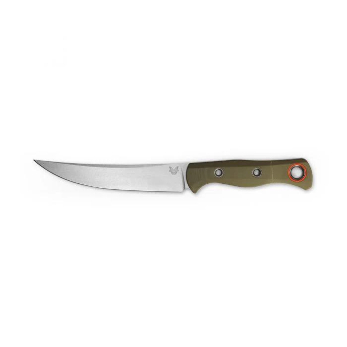 Benchmade 15500-3 Meatcrafter Fixed Satin Plain Blade with OD Green G10 Handles