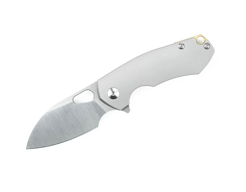GiantMouse Knives Vox/Anso Riv Frame Lock Knife Satin Blade with Stonewash Ti Handles