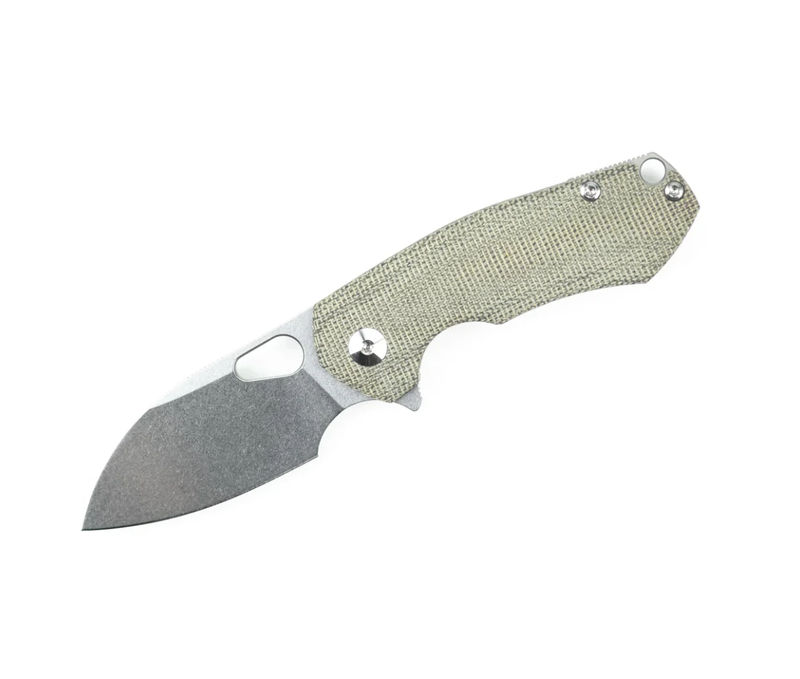 GiantMouse Knives Vox/Anso Riv Frame Lock Knife SW Blade with Green Micarta Handles