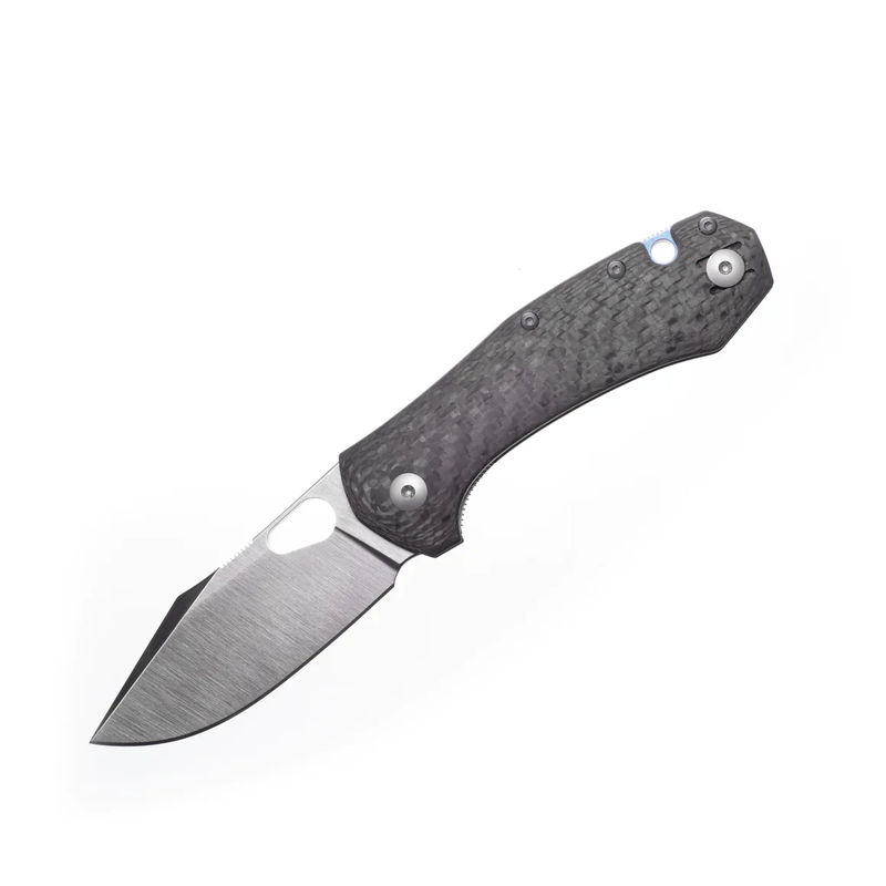 GiantMouse Knives Vox/Anso ACE Atelier Linerlock Knife Satin Elmax Blade with Carbon Fiber Handles