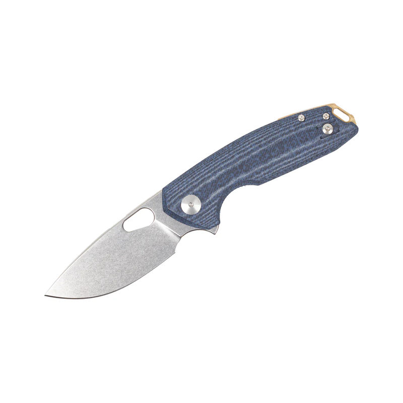 GiantMouse Knives Vox/Anso ACE Tribeca Linerlock Knife Stonewash Magnacut Blade with Denim Canvas Micarta Handles