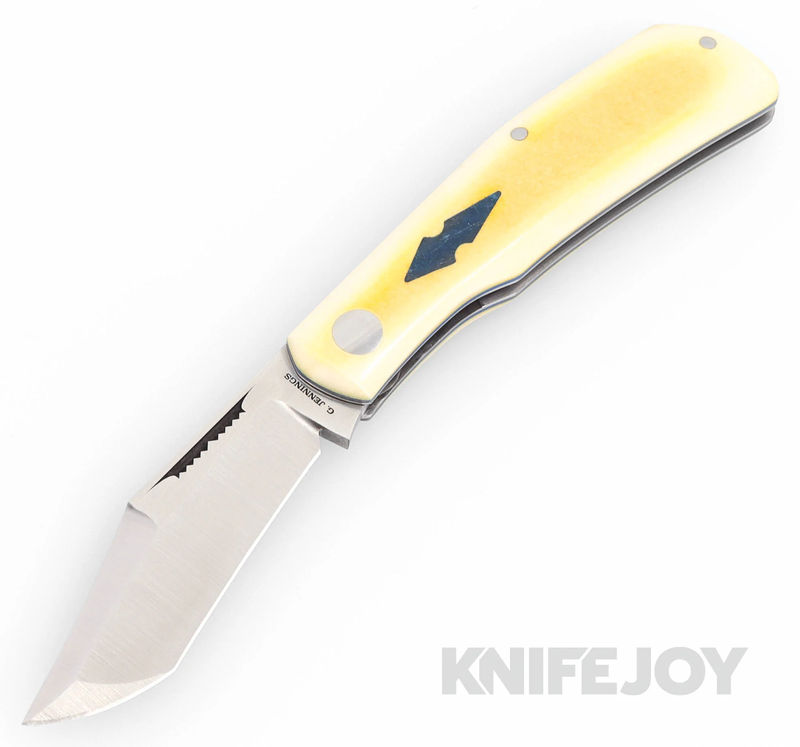 Grayson Jennings Custom Knives X-Wing SlipJoint Ground Magnacut Blade with Westinghouse Aim/ Westinghouse Blue Glass Shield Handles/ Blue G10 Liners