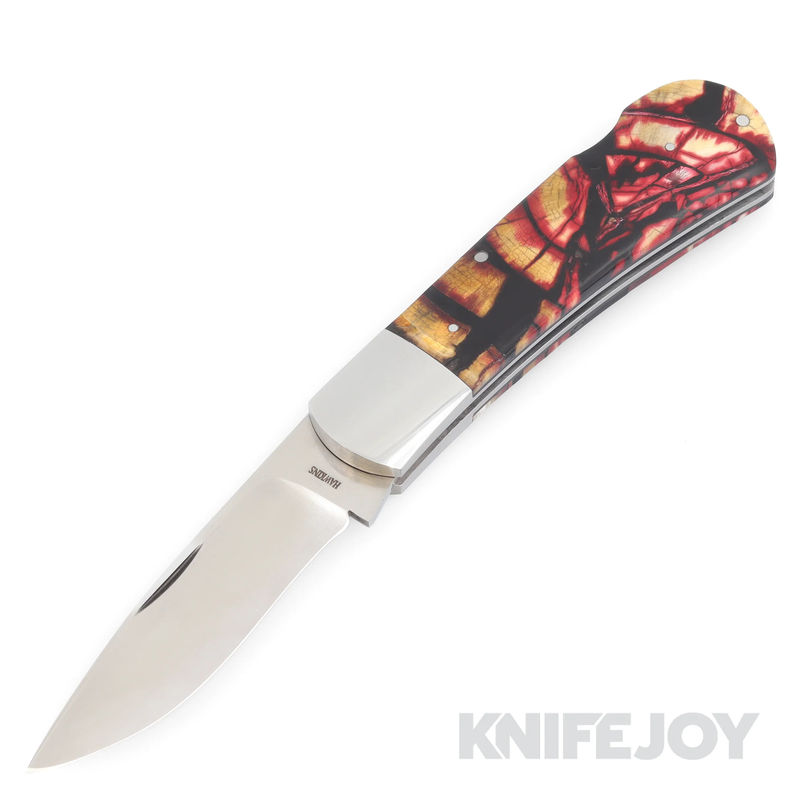 Jeff Hawkins Knives Lock Back CPM 154 Blade with Crosscut Mammoth Ivory Handles
