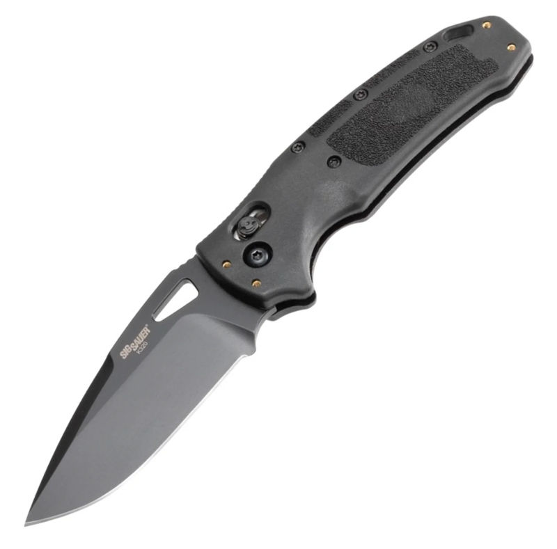 SIG Sauer by Hogue HOGK36370 K320A Tactical Manual Folder Nitron Drop Point Black Cerakote Finish Blade with Black Polymer Frame Handles