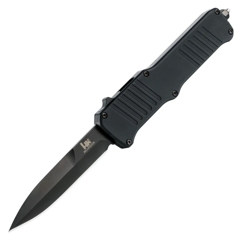 Hogue Knives HOGK54096 HK Incursion OTF Auto 3.9" Bayonet Blade Black PVD Finish Matte Black Aluminum Frame