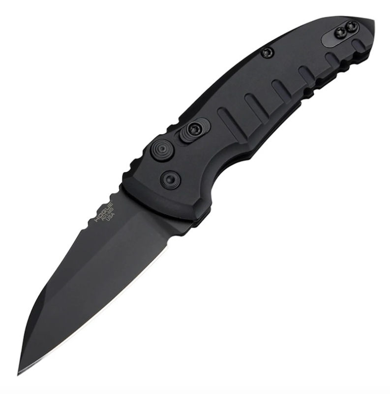 Hogue HOGK24106 A01 Microswitch Wharncliffe Automatic Knife Black Aluminum Handles