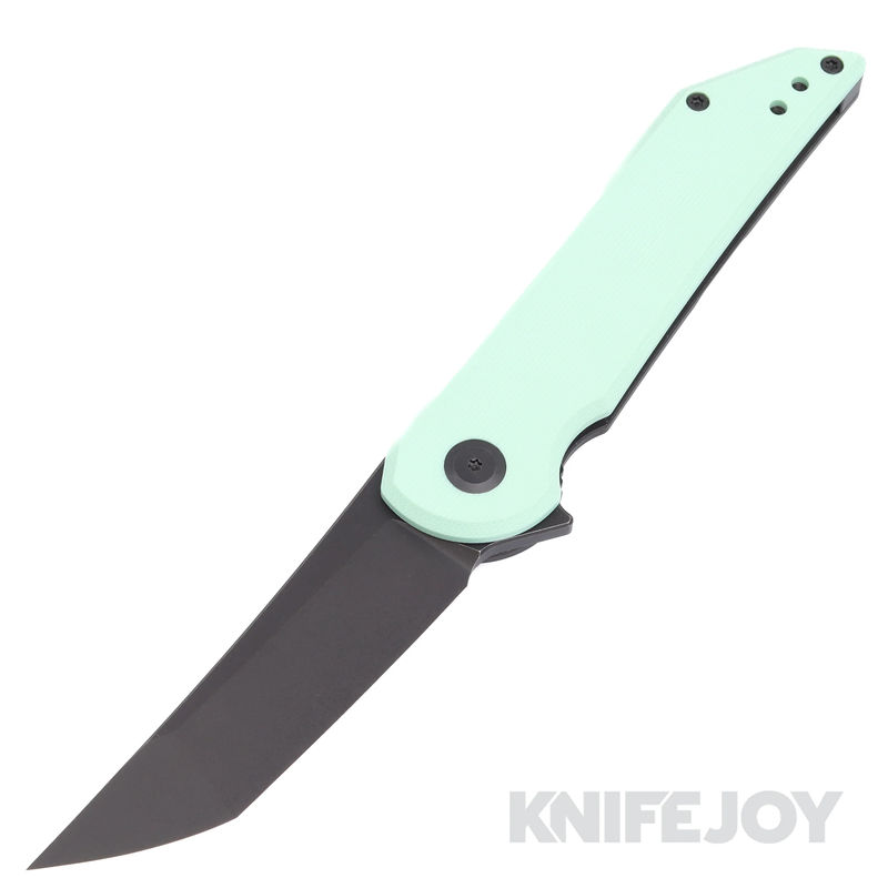 Hoback Knives HOB4222 Radford Flipper Knife CPM-20CV DLC Black Stonewash Blade with Tiffany Blue G10/ DLC Finish Titanium Handles