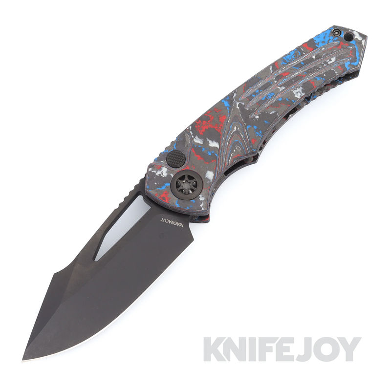 Heretic Knives H046-6A-USA/CC Pariah Manual Drop Point DLC Magnacut Blade with Black "America Camo" Carbon Handles