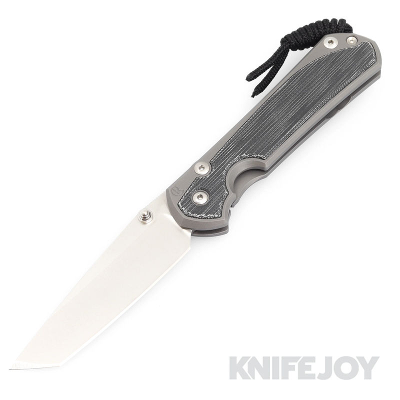 Chris Reeve Knives Large Sebenza 31 Tanto Magnacut Blade with Glass Blasted Black Canvas Micarta Inlay/ Titanium Handles