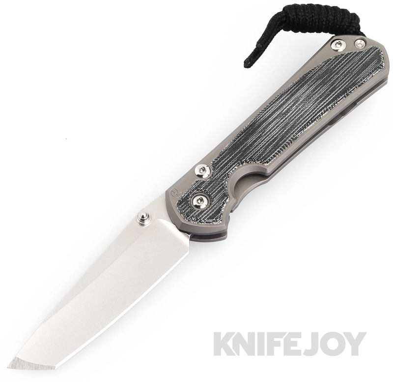 Chris Reeve Knives Small Sebenza 31 Tanto Magnacut Blade with Glass Blasted Black Canvas Micarta Inlay Titanium Handles