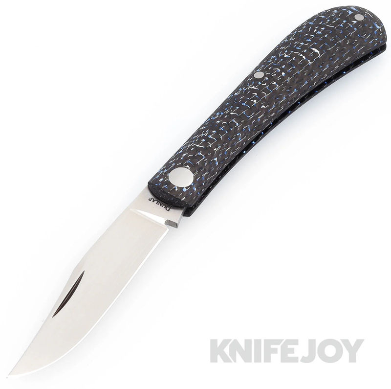 Jim Dunlap Custom Knives EDC Trapper Slip Joint CPM 154 Blade with Electric Blue Carbon Fiber Handles