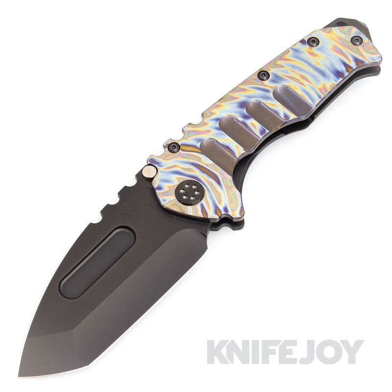 Medford Knives Praetorian "T" CPM 20CV PVD Tanto Blade with Flamed Blues Tsunami Handles/ PVD HW and Flamed Blues Clip KJ Exclusive