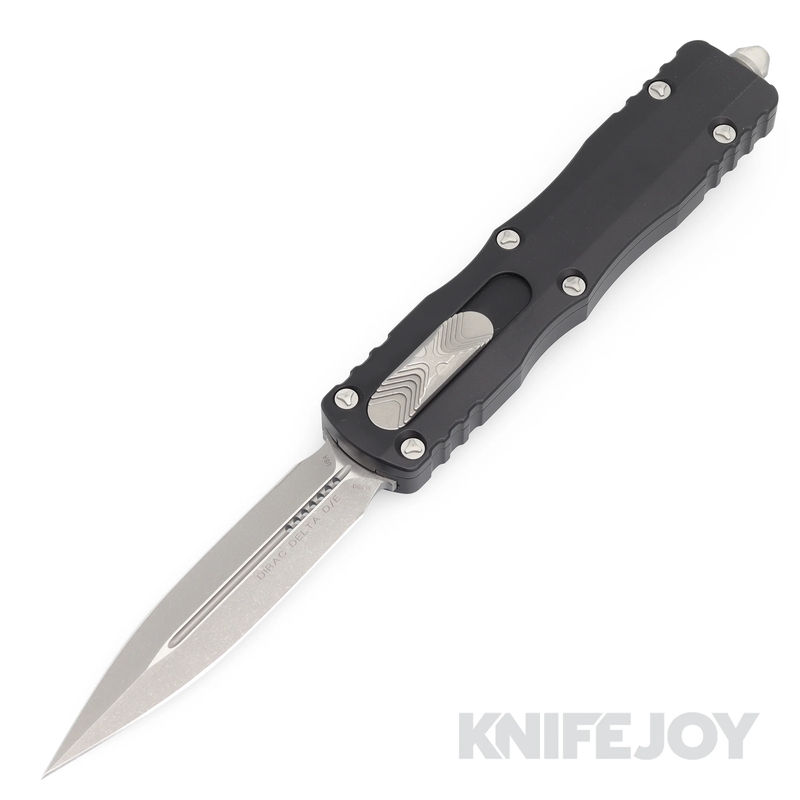 MICROTECH 227-10AP Dirac Delta OTF Auto Double Edge Standard Apocalyptic Blade with Black Aluminum Handles