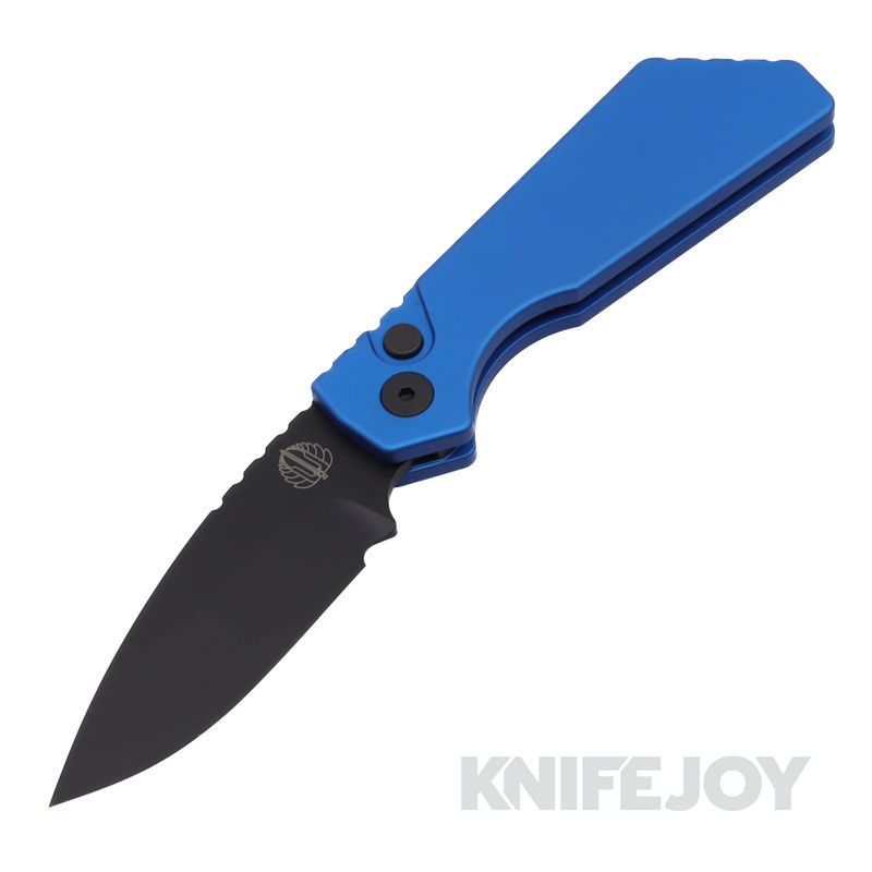 Pro-tech Knives PT203-Blue Pro-Strider PT+ Auto DLC Black Magnacut Blade with Solid Blue Handle/ Black Hardware