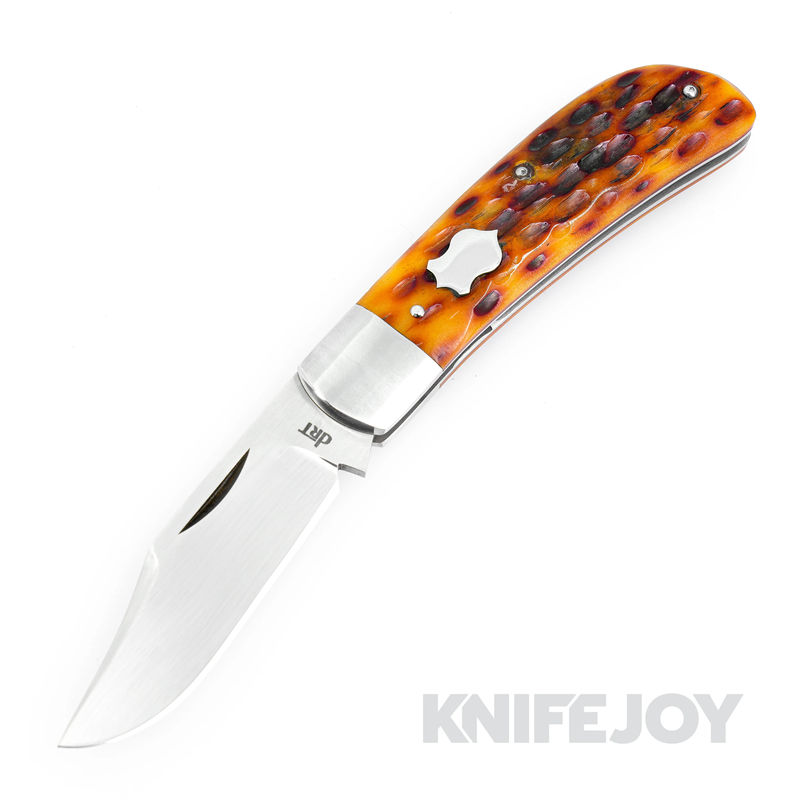 DRT Taber Knives Custom Lanny's Clip SlipJoint Satin Blade with Jigged Bone Scales
