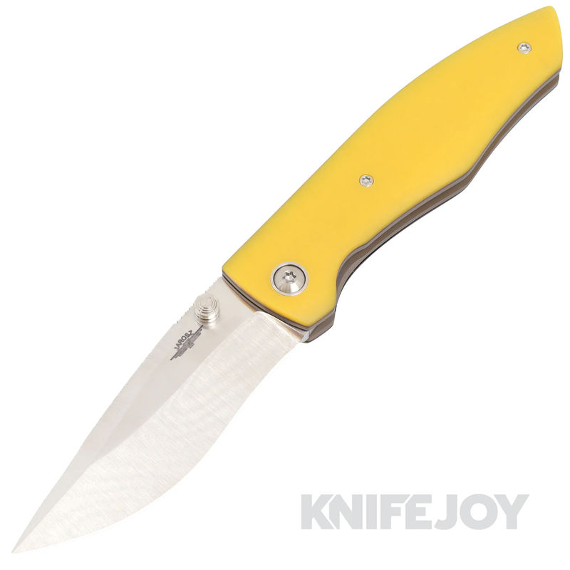 Jarosz Custom Knives Liner Lock Archon Magnacut Blade with Banana Micarta/ Titanium Handles