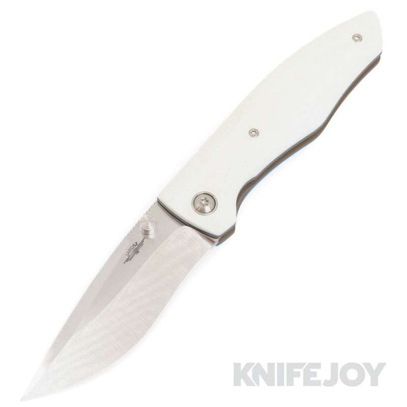 Jarosz Custom Knives Liner Lock Archon Magnacut Blade with Ivory G10/ Titanium Handles