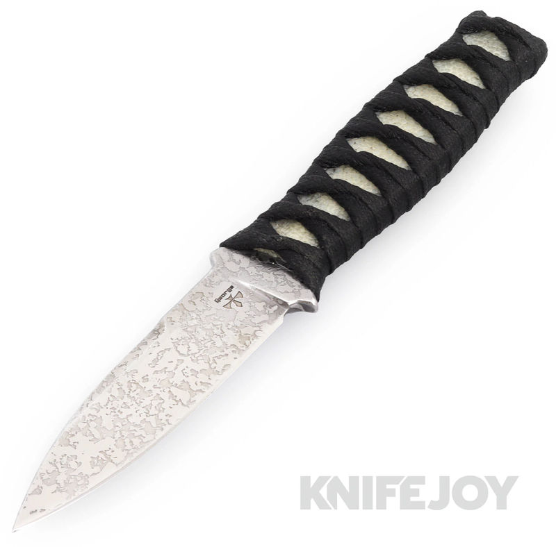 J.Watson / Les George Collab Fixed Blade Etched Blade with Full Cord Wrapped Stingray Handle