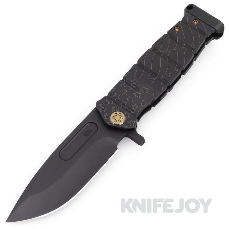 Medford Knives USMC FF S45VN DLC Blade with DLC "Ghosted Flag" Handle/ Bronze Hardware and Clip