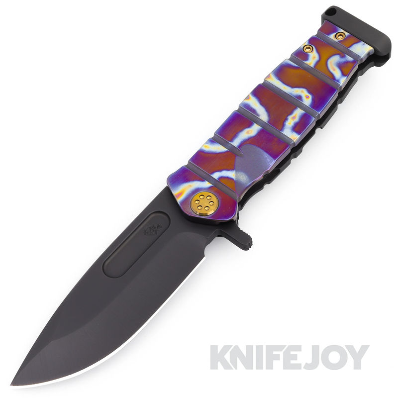 Medford Knives USMC FF S45VN DLC Blade with Flamed Various Patterns Handles/ DLC Spring/ Brz Hardware/ Flamed Clip