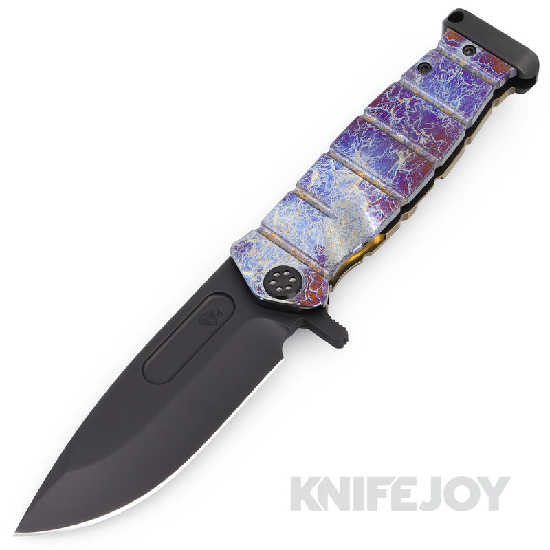Medford Knives USMC FF S45VN DLC Blade with Acid Etched Flamed Handle/ Black Hardware/ Acid EtchFlm Clip