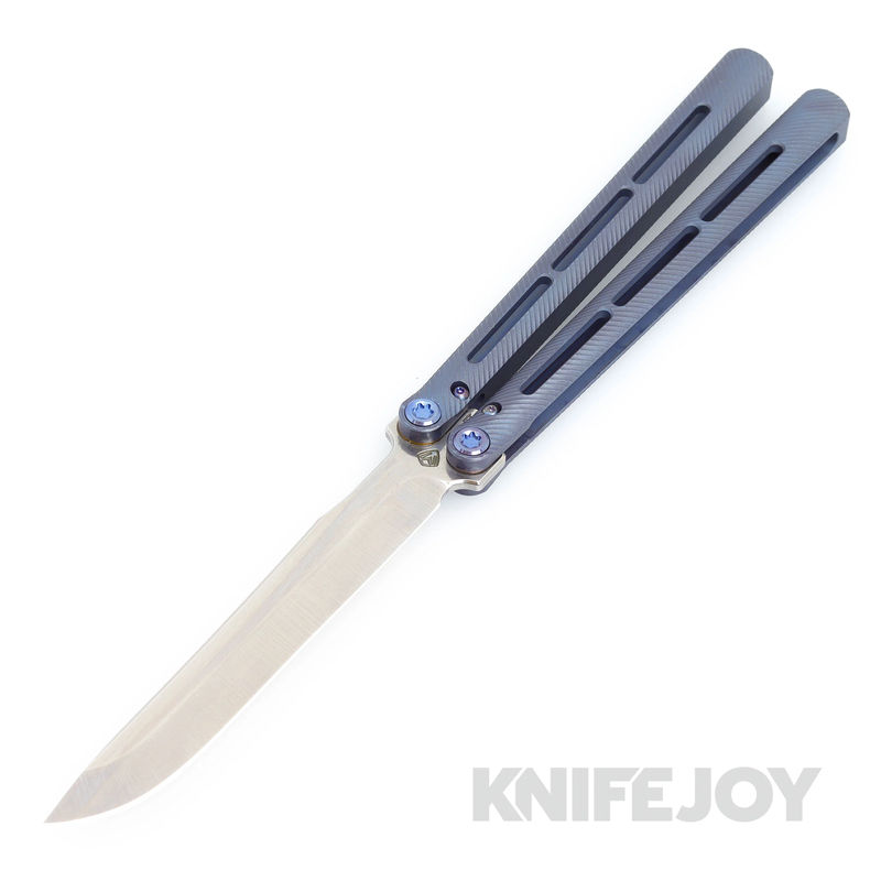 Medford Knives Viceroy Balisong Butterfly Knife S45VN Tumbled Drop Point Blade with Blue Titanium Handles/ Blue Hardware