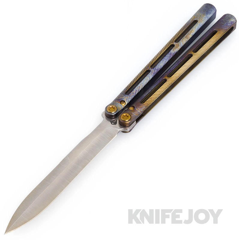 Medford Knives Viceroy Balisong Butterfly Knife S45VN Tumbled Dagger Blade with Flamed Handles/ Bronze Hardware