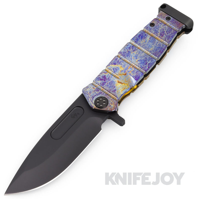 Medford Knives USMC FF S45VN DLC Blade with Acid Etched Flamed Handle/ Black Hardware/ Acid EtchFlm Clip