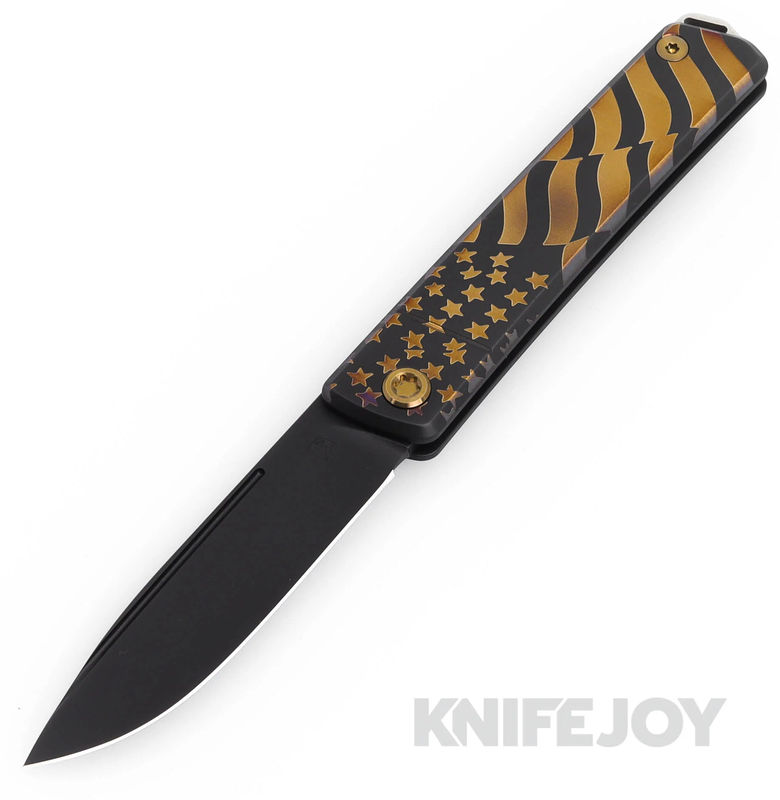 Medford Knives Gentleman Jack-2 S45VN DLC Drop Point Blade with DLC "Bronze Flag" Handles/ Bronze Hardware/ DLC Clip