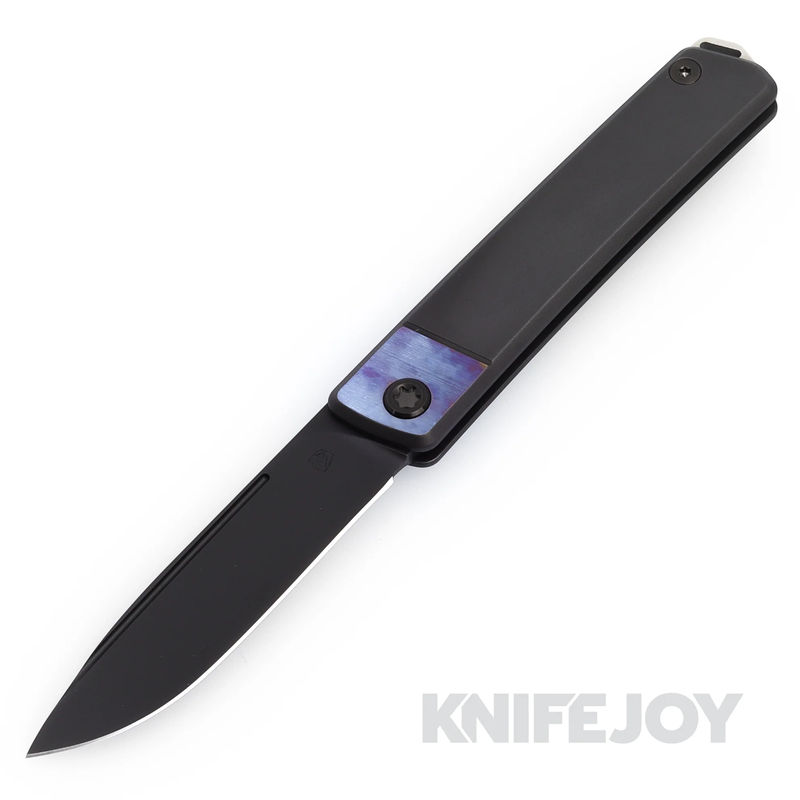 Medford Knives Gentleman Jack-2 S45VN DLC Drop Point Blade with Black Pen/Ano Bolsters Handles/ Black Hardware/ Flamed Clip