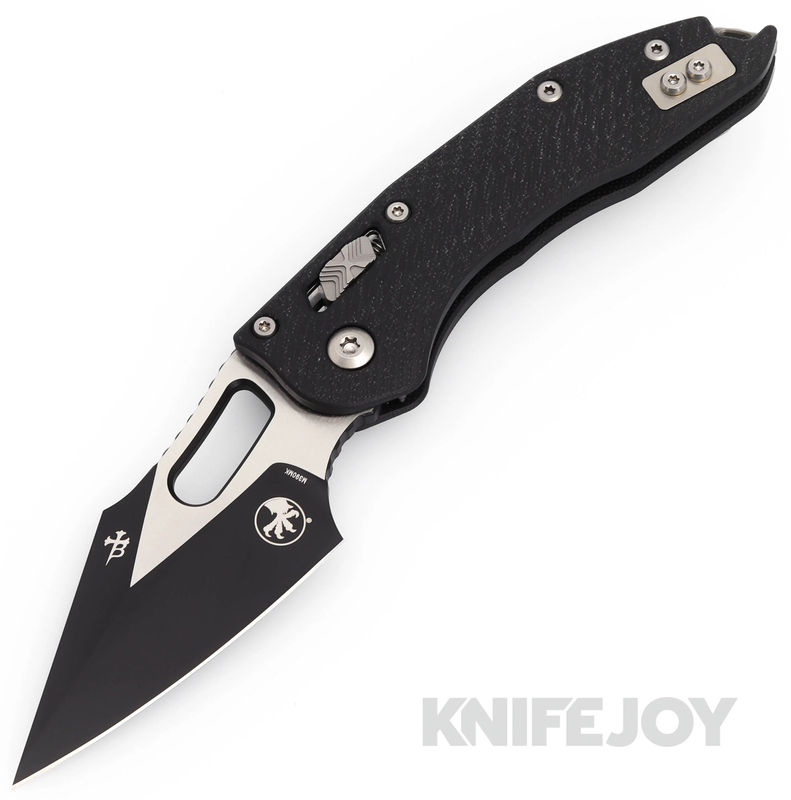MICROTECH 169RL-1FLGTBK Borka Stitch RAM-LOK Folding Knife Black Painted Blade with Fluted Black G10 Handles