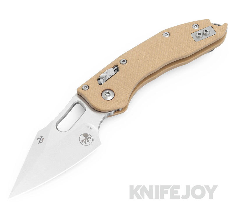 MICROTECH 169RL-10FLGTTA Borka Stitch RAM-LOK Folding Knife Single Edge Standard Stonewash Blade with Fluted Tan G10 Handles