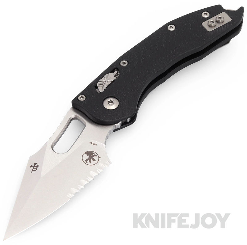 MICROTECH 169RL-11FLGTBK Borka Stitch RAM-LOK Folding Knife Standard Partially Serrated Blade with Fluted Black G10 Handles