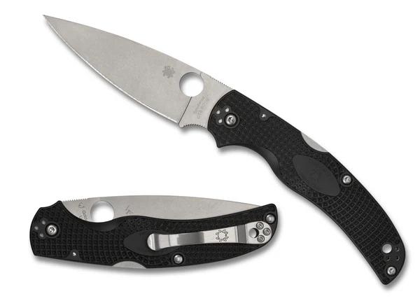 Spyderco C244PBK Native Chief Lightweight Lockback Knife Satin Plain Blade with Black FRN Handles