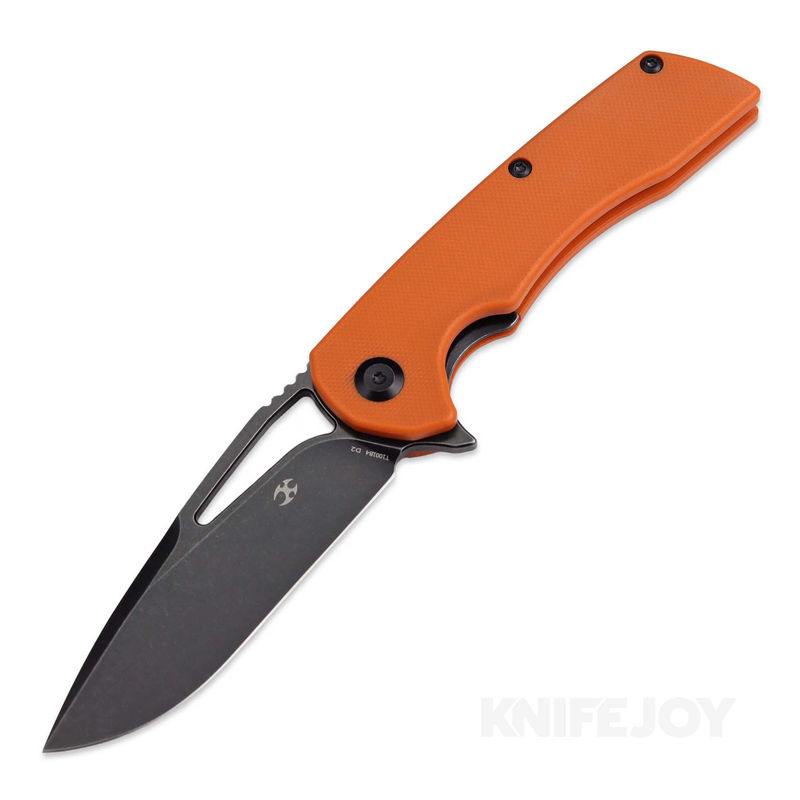 Kansept Knives T1001B4 Kyro Frame Lock Black Coated D2 Blade with Orange G10 Handles