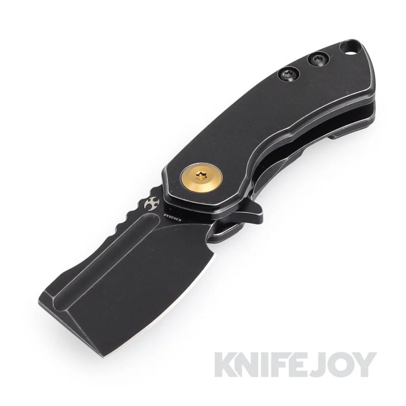 Kansept Knives K3030A6 Mini Korvid Liner Lock Black Anodized Blade with Black Anodized Titanium Handles