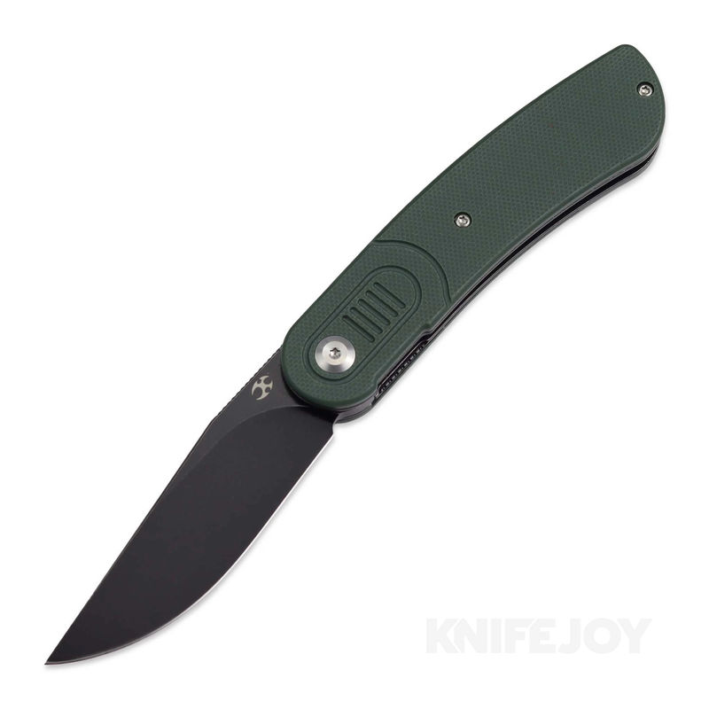 Kansept Knives T2025A2 Reverie Front Flipper Black TiCn Coated Blade with Green G10 Handles