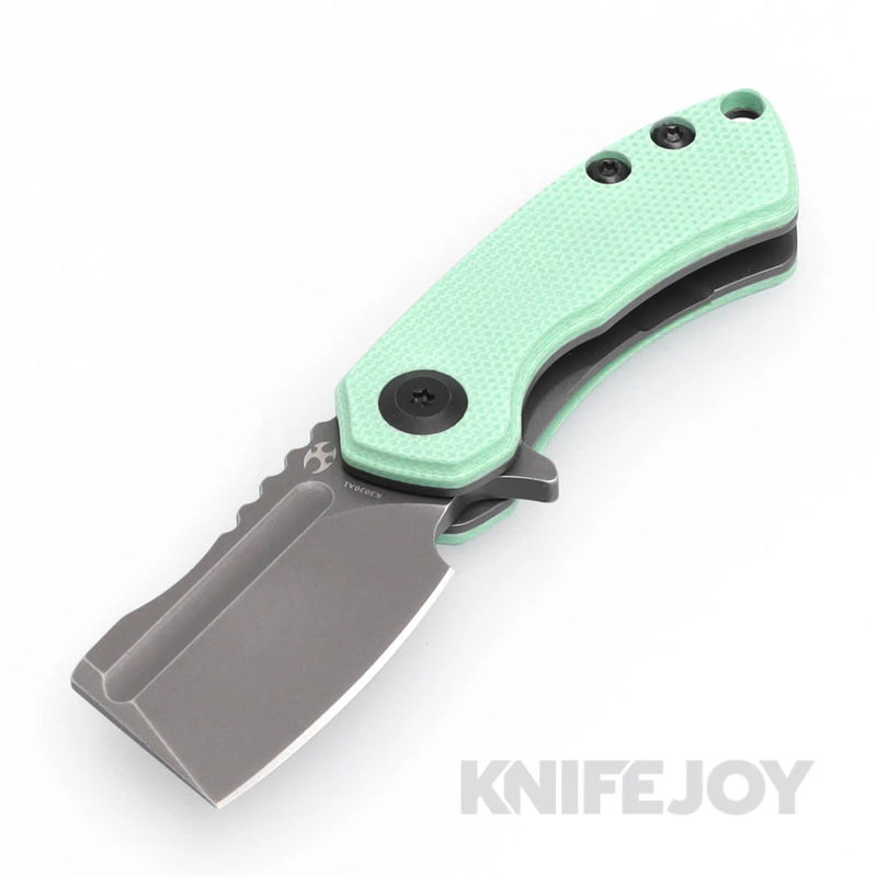 Kansept Knives K3030A1 Mini Korvid Liner Lock Gray Blade with Fluorescent Green(Teal) G10 Handles