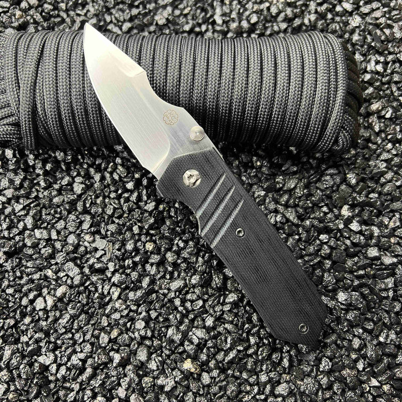 K.C. Gray Knives Medium Squeegee Magnacut Blade with Black Micarta Scales