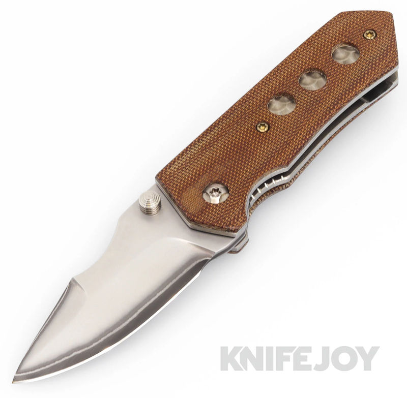 K.C. Gray Knives Custom Squeegee San Mai Blade with Brown Micarta Scales