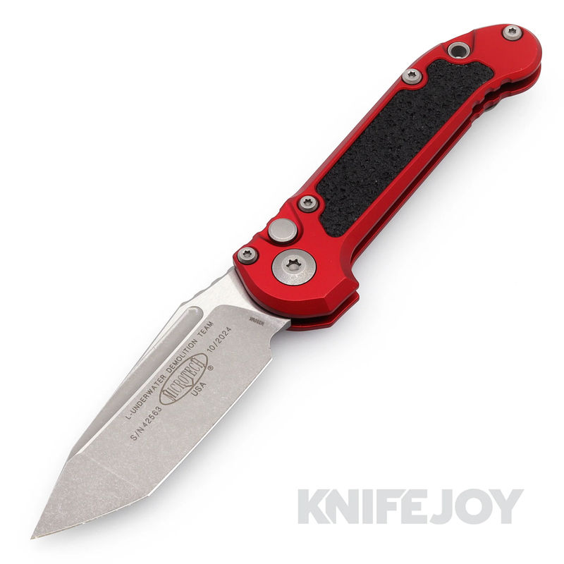 MICROTECH 1136-10APRD Auto L.U.D.T. GEN III Auto Tanto Edge Apocalyptic Standard Blade with Red Aluminum Handles