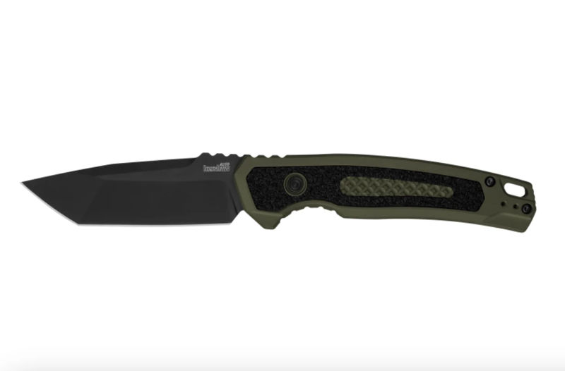Kershaw 7105OLBLK Launch 16 Automatic Folder Black Cerakote Blade with Black Aluminum and Olive Green Insert Handles