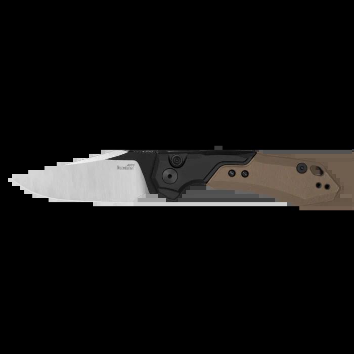 Kershaw 7851 Auto Launch 19 Automatic Folder Two-Tone Clip Point Blade with Black Anodized Aluminum/ Earth Brown G10 Scales Handles