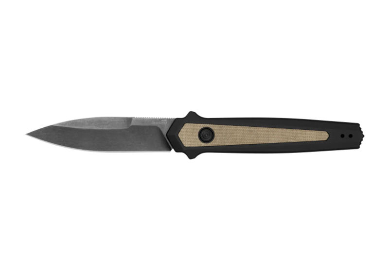 Kershaw 7950 Auto Launch 15 Automatic Knife Magnacut Blackwash Spearpoint Blade with Black Aluminum/ Canvas Micarta Inlay Handles