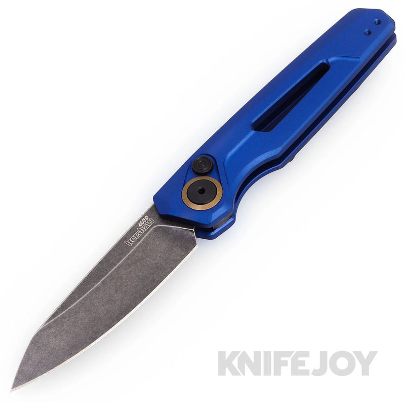 Kershaw 7550BLU Launch 11 Auto Blackwash Finish Plain Edge Blade with Blue Anodized Handles