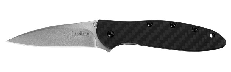 Kershaw 1660CF Leek Assissted Flipper Knife CPM 154 Stonewash Blade with Carbon Fiber Handles