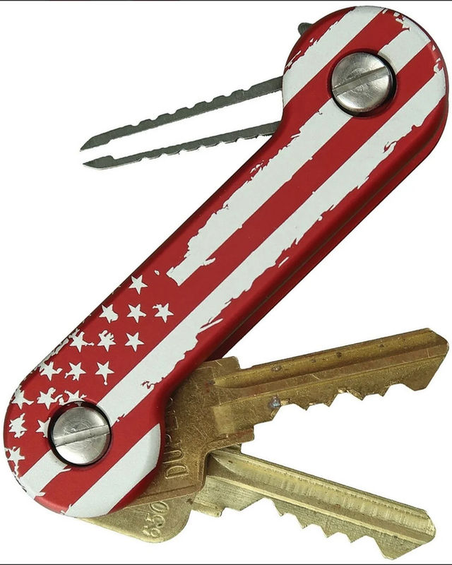 KeyBar KBR230 American Flag Red Aluminum Handle KeyBar