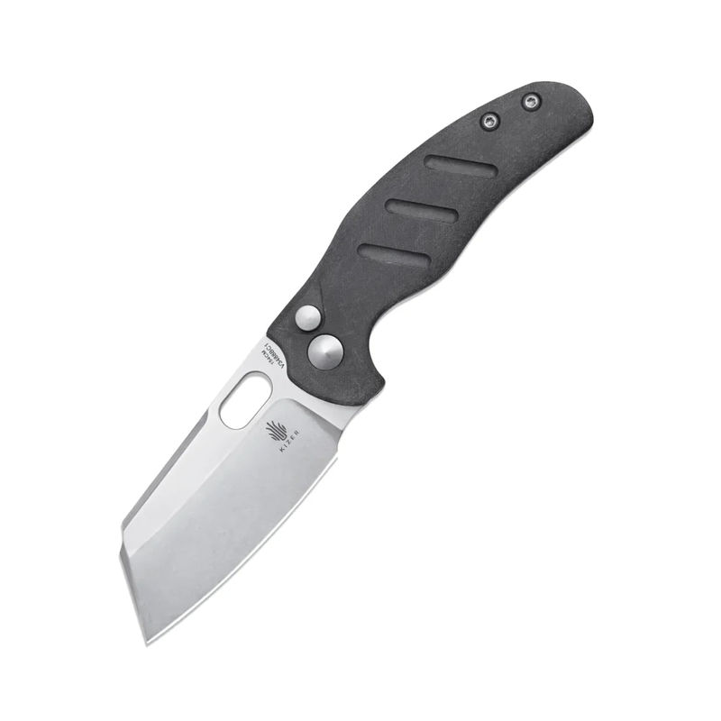 Kizer C01C Sheepdog Mini V3488BC1 Button Lock Knife Stonewash 154CM Blade with Gray Richlite Handles