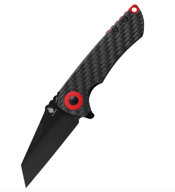 Kizer V3508A1 Mini Critical Knife Black Carbon Fiber Handle CPM3V Plain Black Blade
