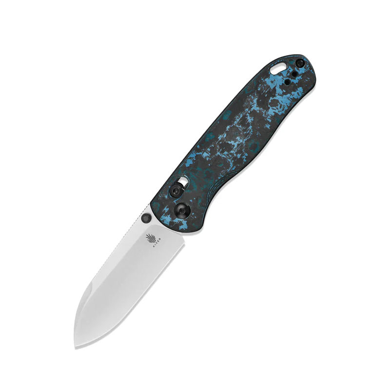 Kizer Ki3619A2 AZO Drop Bear Folding Knife Elmax Stonewashed Drop Point Blade with Artic Storm FatCarbon Handles